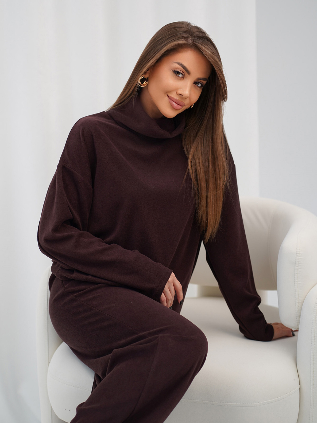 Повседневный костюм ISSA Plus модель 15365_темно-коричневый Фото