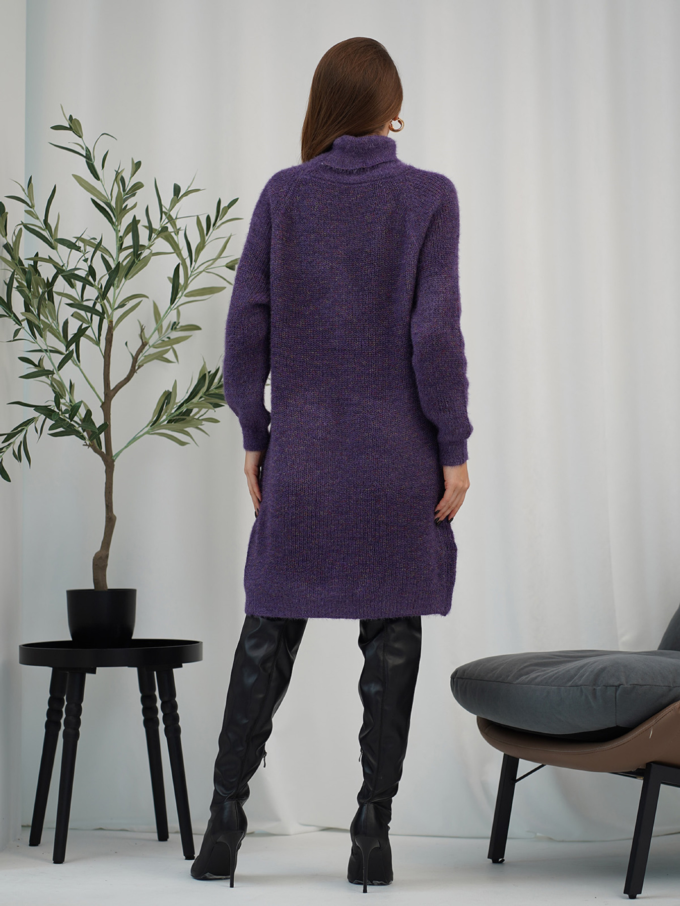 Платье мини ISSA Plus модель WN19-98_темно-сиреневый Фото