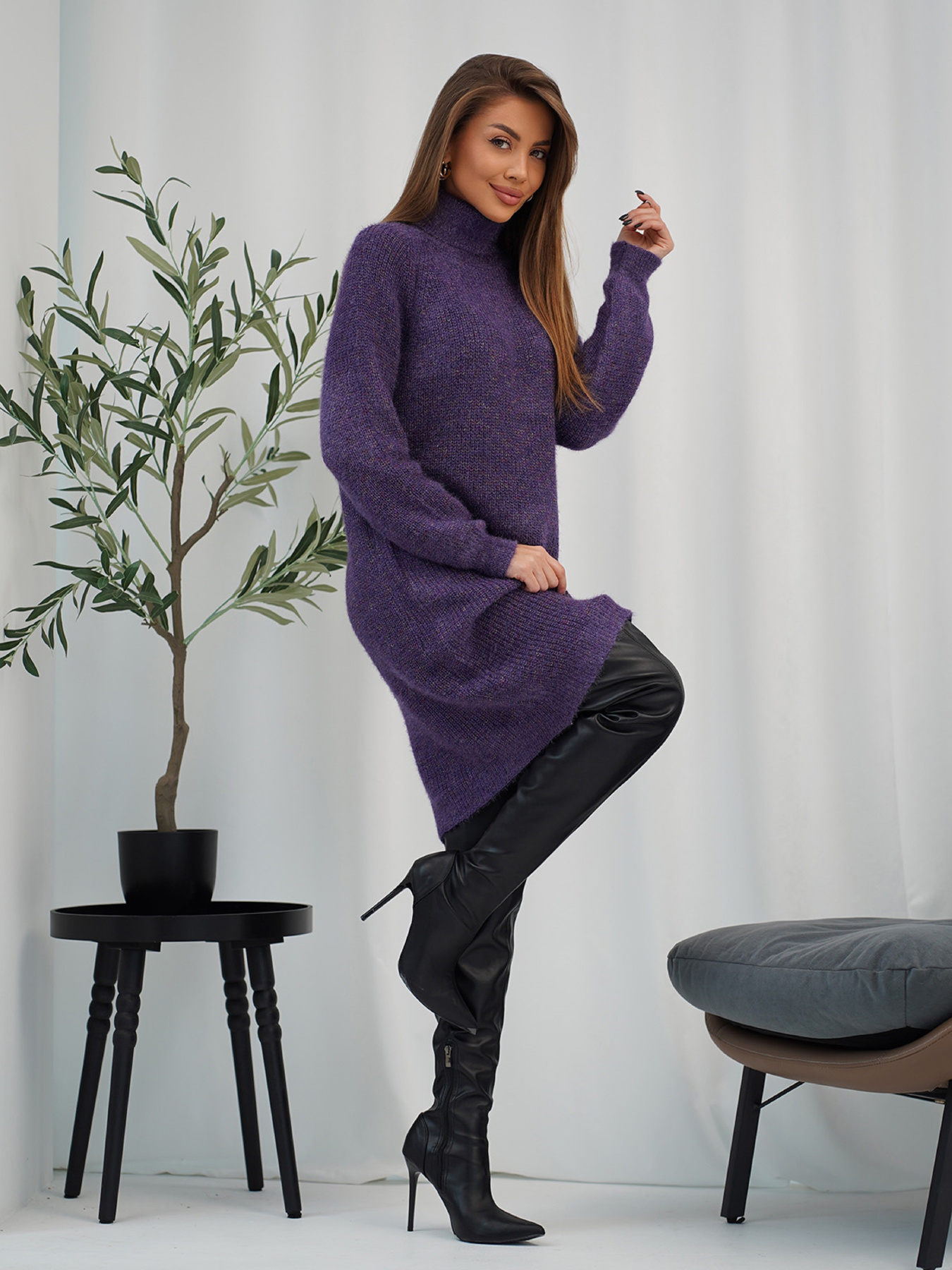 Сукня міні ISSA Plus модель WN19-98_темно-сиреневый Фото