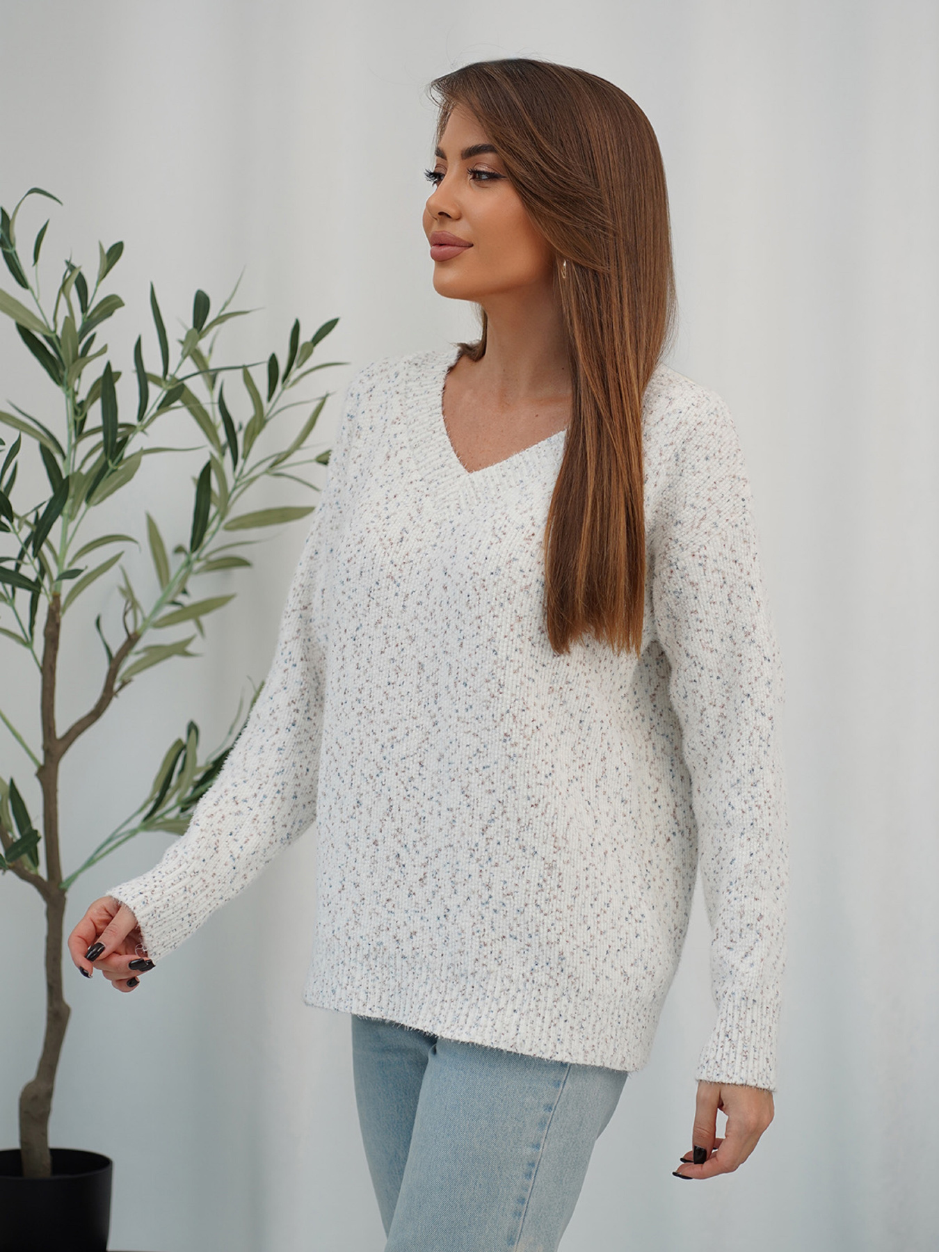 Свитер ISSA Plus модель WN20-716_молочный Фото