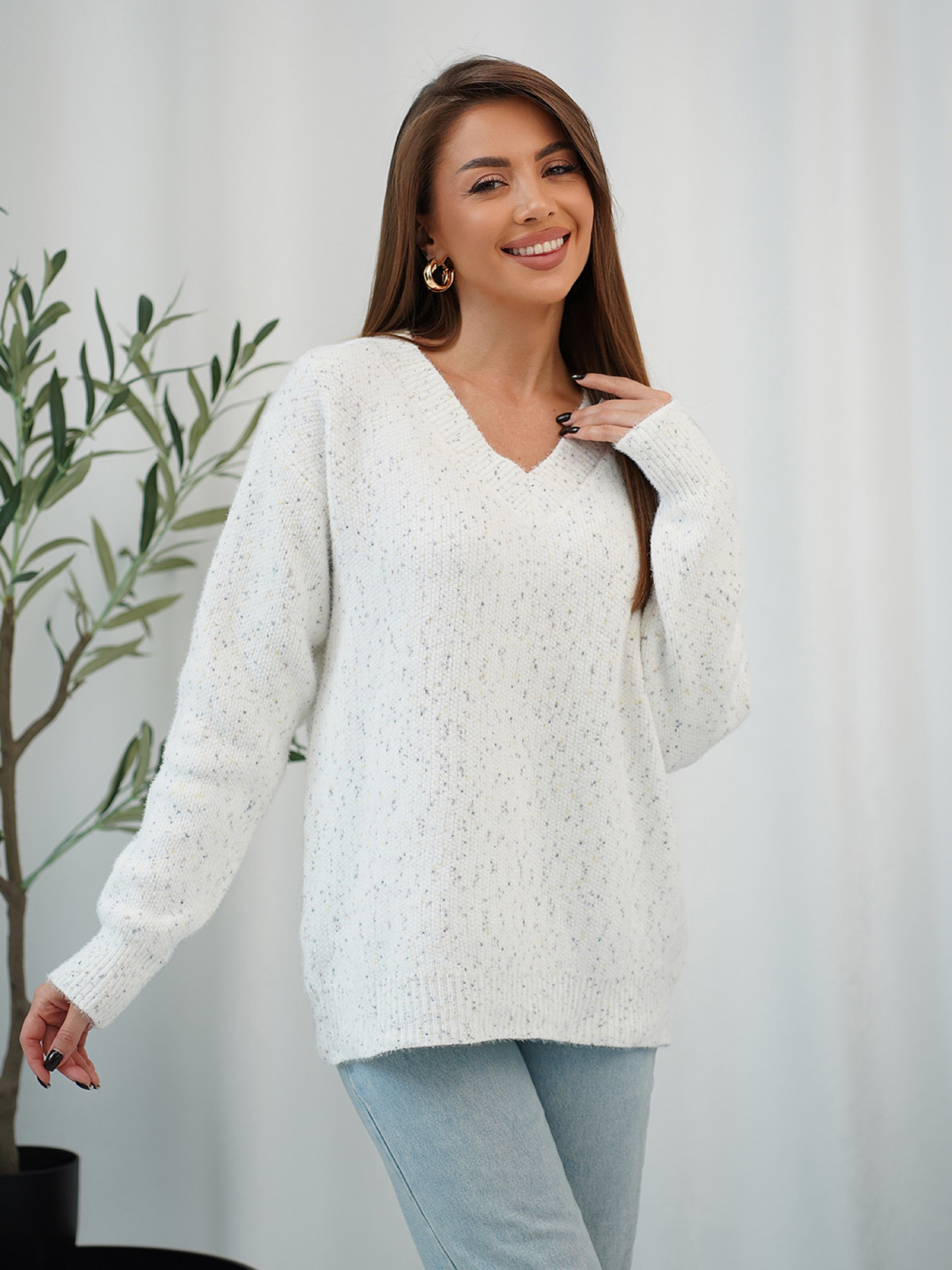 Свитер ISSA Plus модель WN20-716_белый Фото