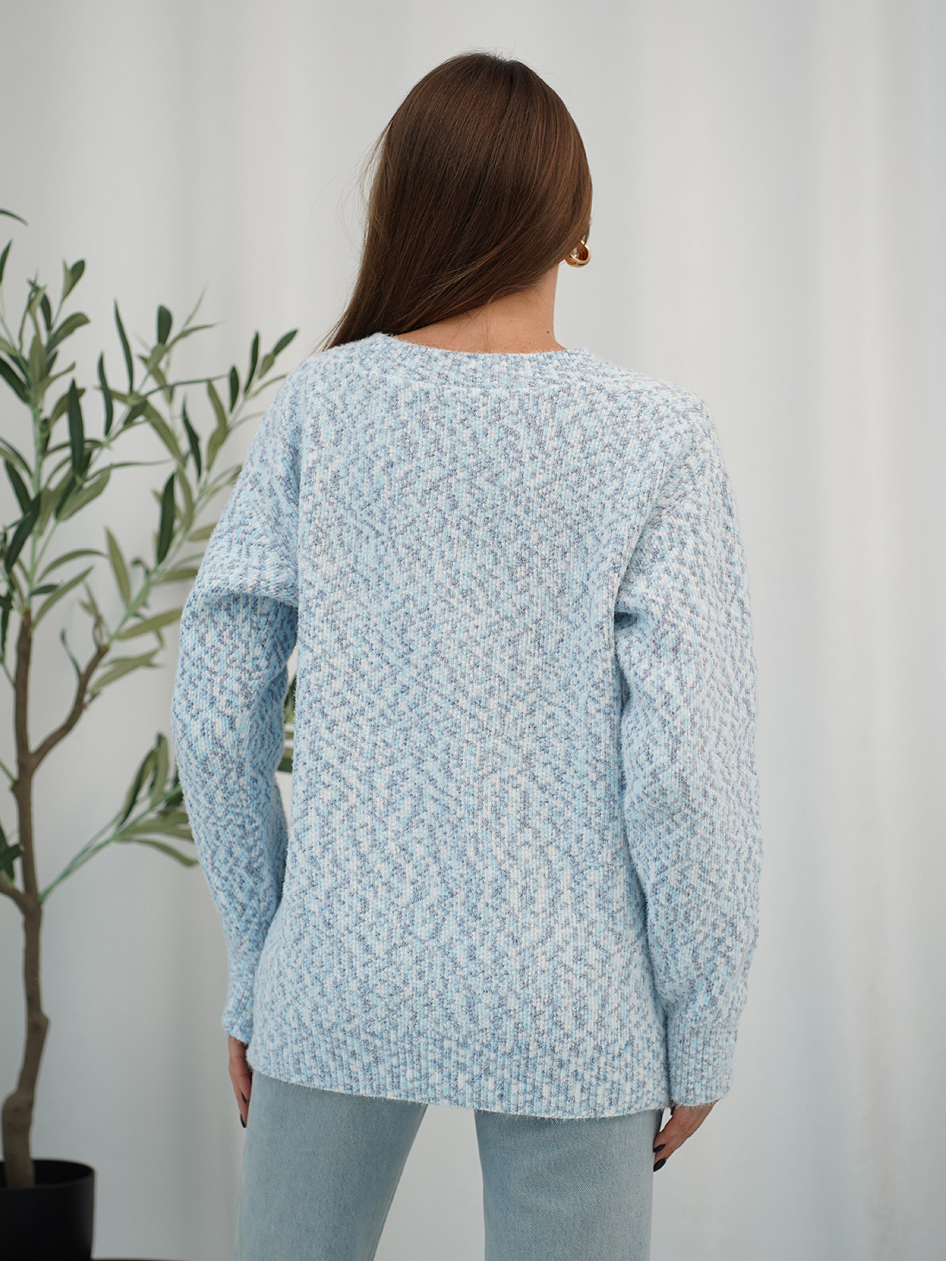 Свитер ISSA Plus модель WN20-716_голубой Фото