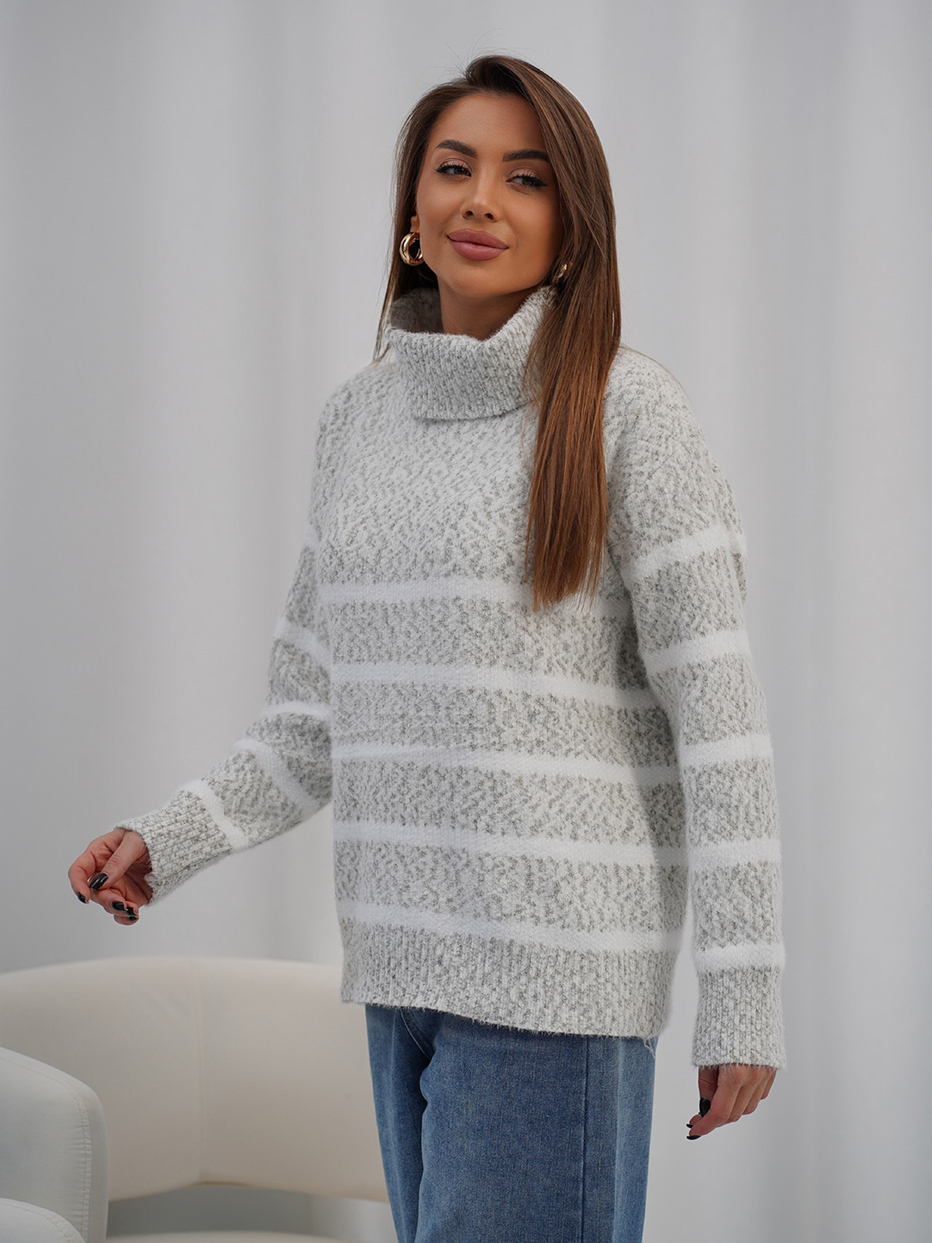 Свитер ISSA Plus модель WN20-718_серый Фото