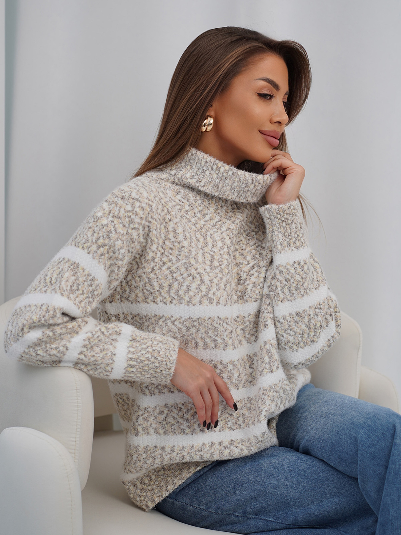 Свитер ISSA Plus модель WN20-718_коричневый Фото