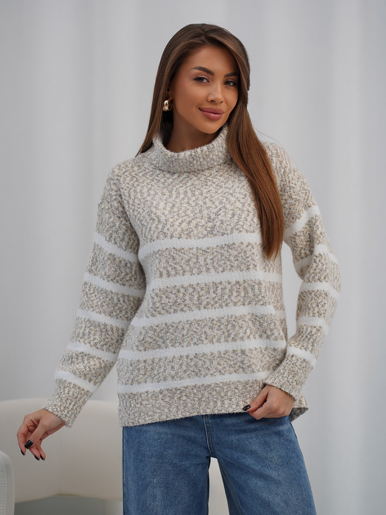 Свитер ISSA Plus модель WN20-718_коричневый Фото