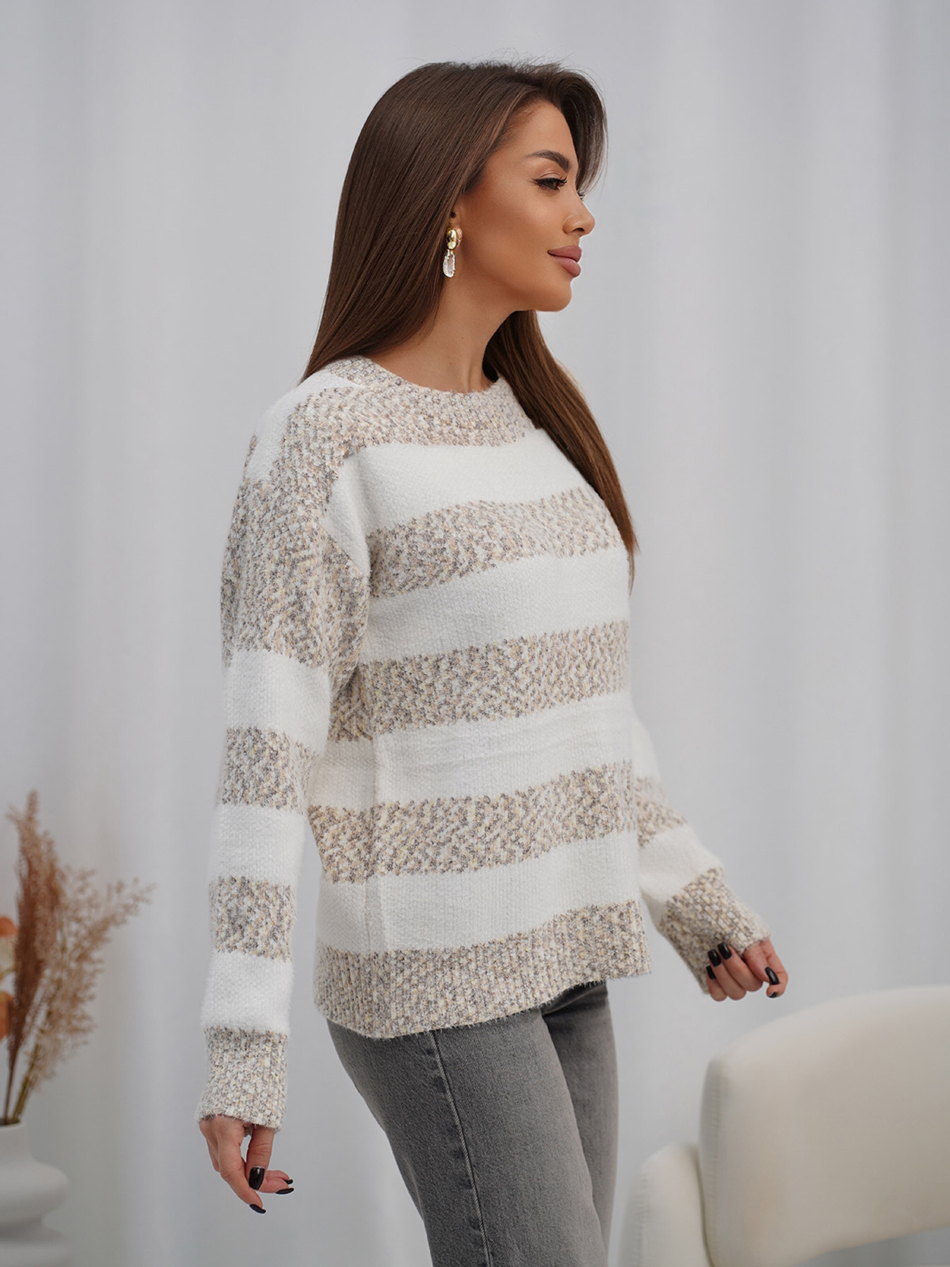 Джемпер ISSA Plus модель WN20-719_коричневый Фото