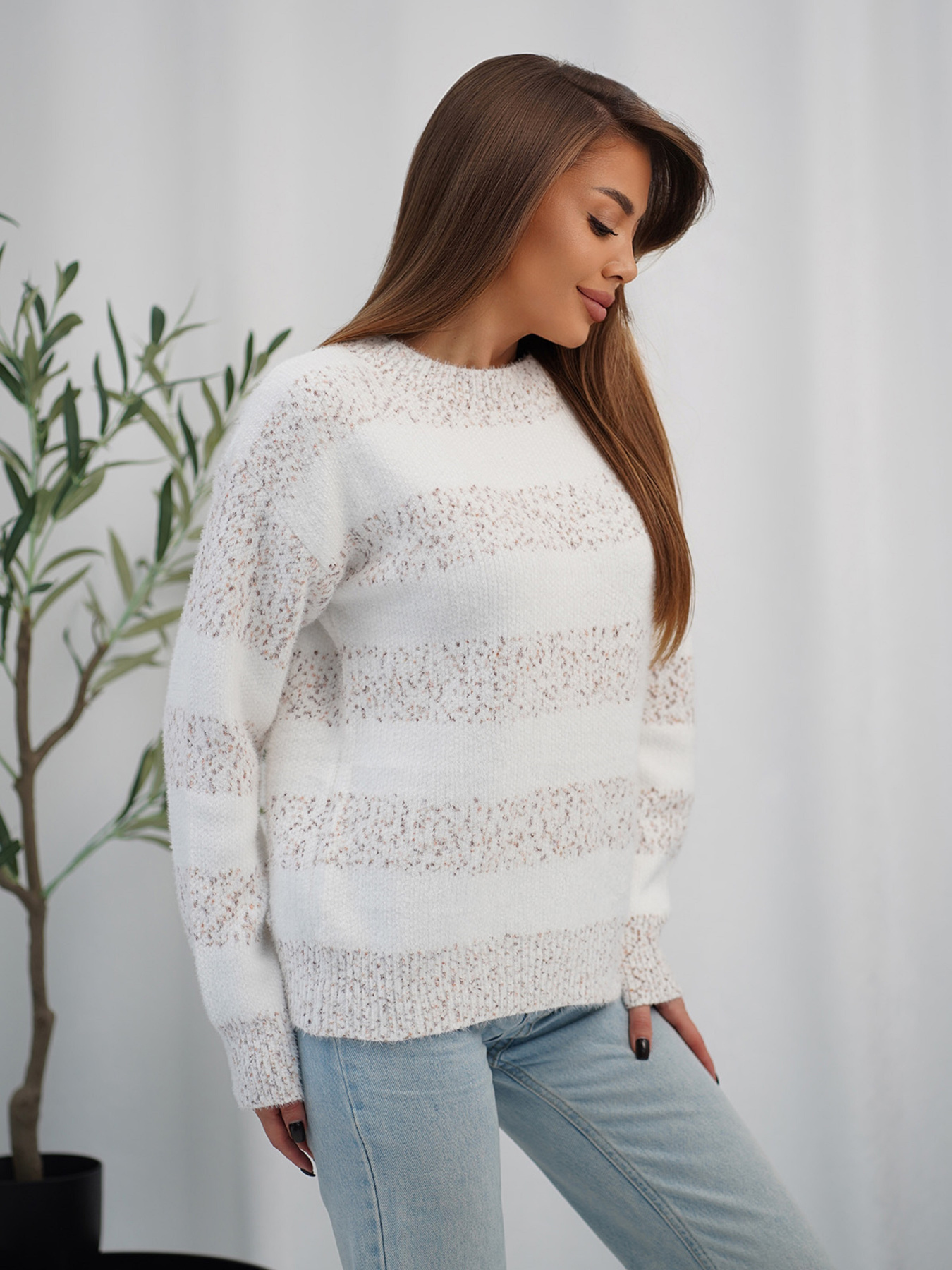 Джемпер ISSA Plus модель WN20-719_светло-бежевый Фото