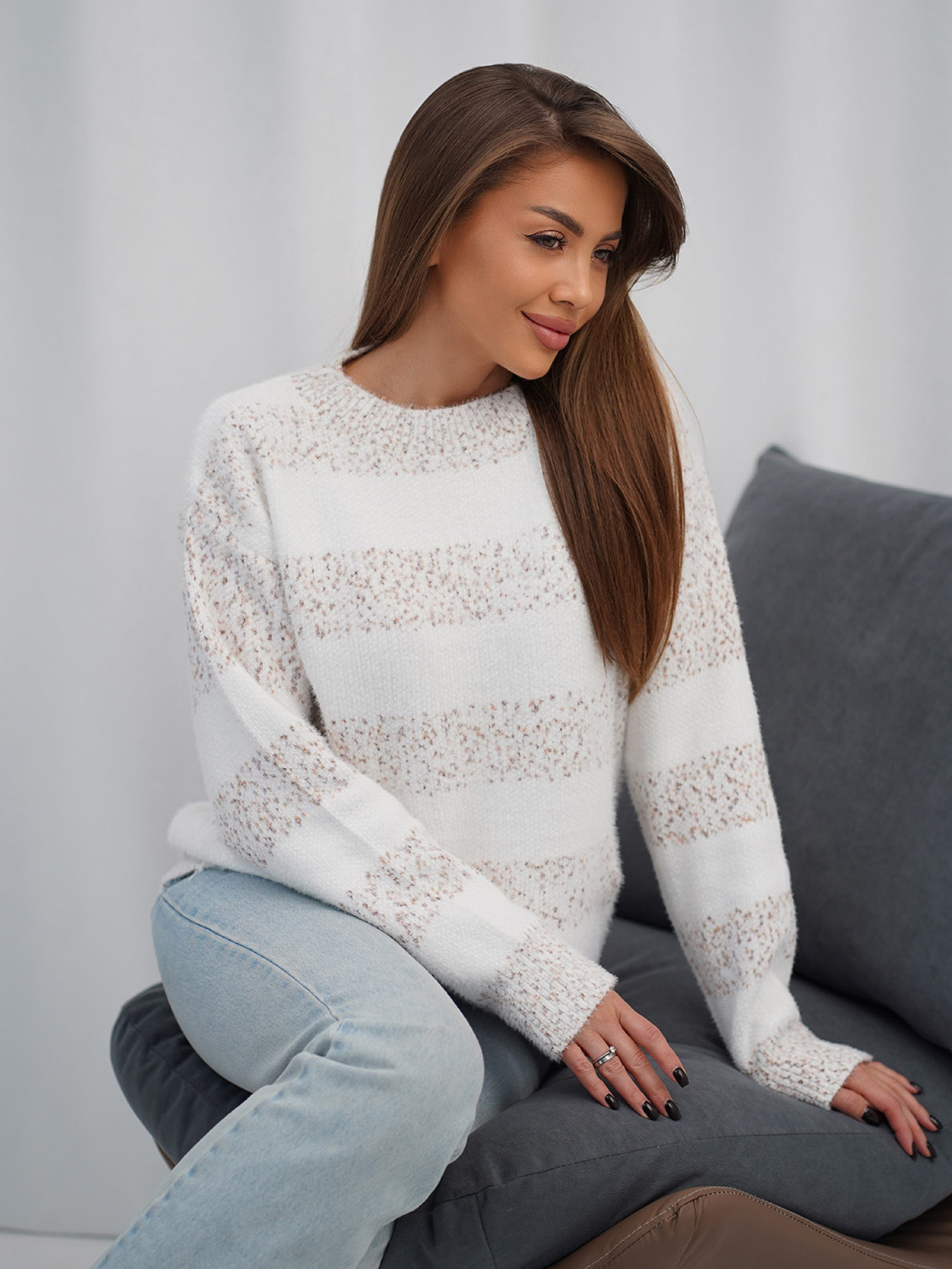 Джемпер ISSA Plus модель WN20-719_светло-бежевый Фото