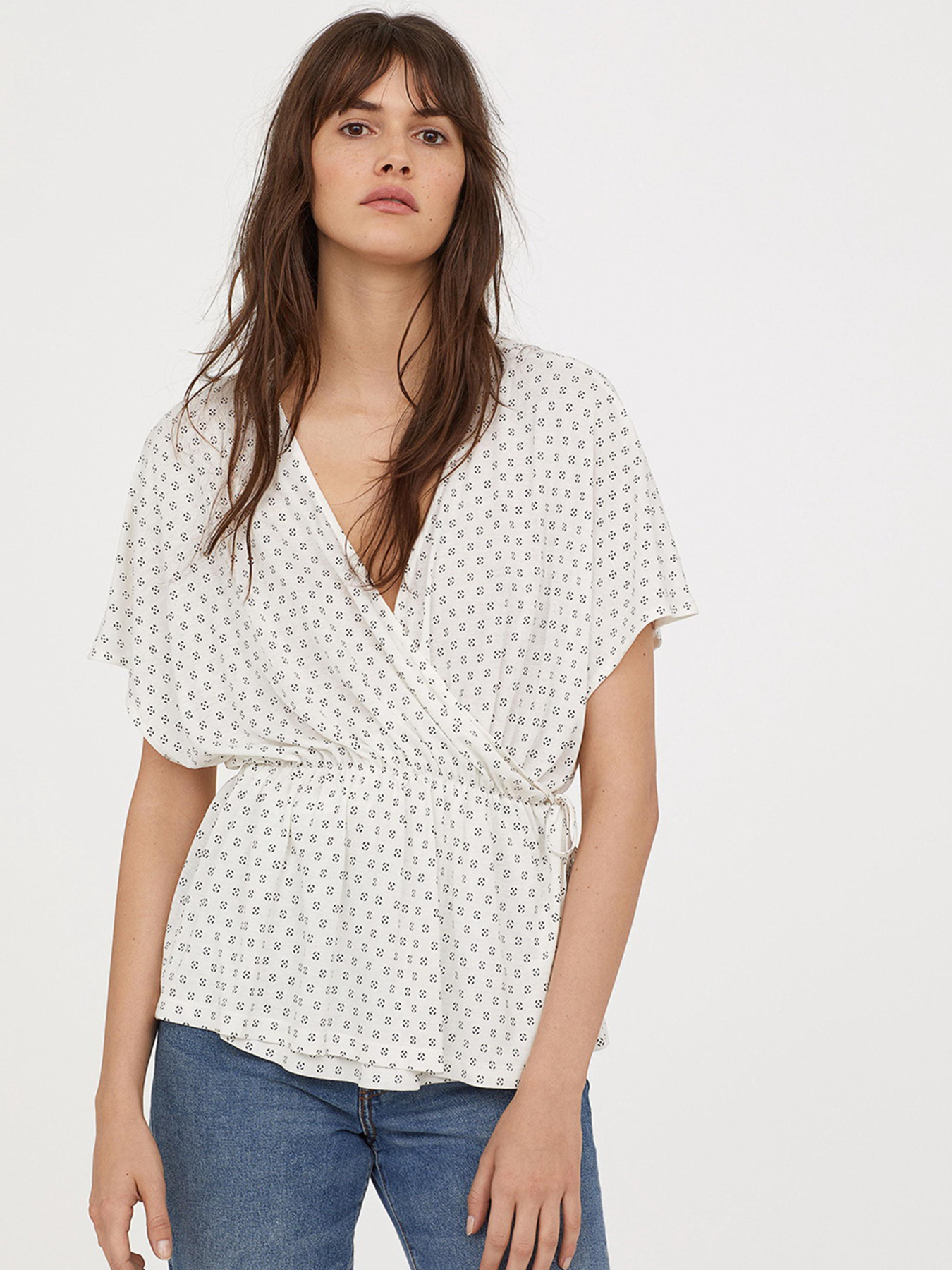 Блуза H&M модель 6392737RP3_белый с узором Фото