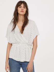 Блуза H&M модель 6392737RP3_белый с узором Фото