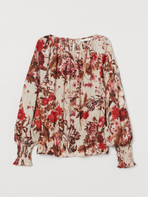 Блуза H&M модель 7893090sm_светло-бежевый цветы Фото