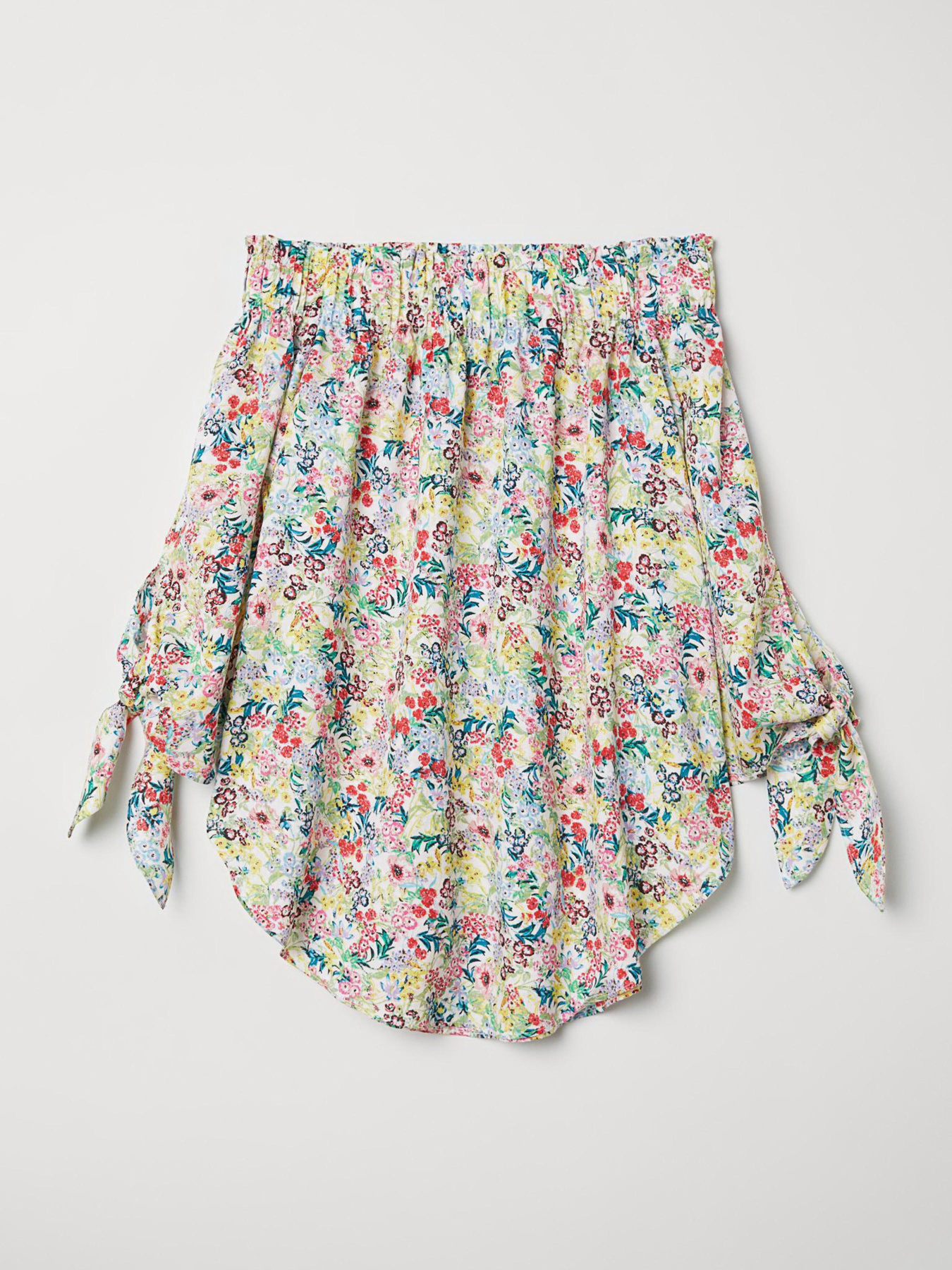 Блуза H&M модель 6354207RP12_комбинированный цветы Фото