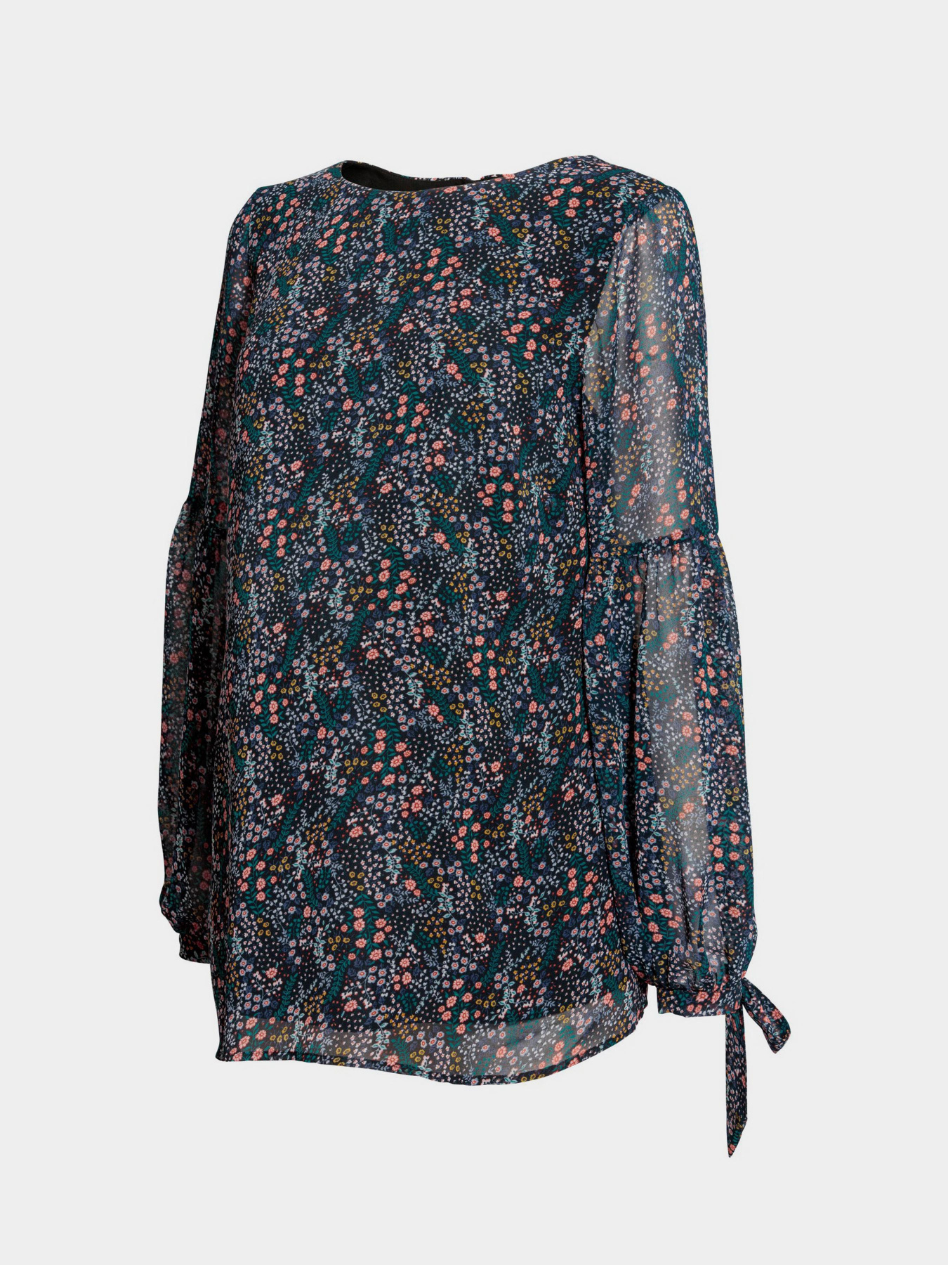 Блуза H&M модель 5497066RP11_темно-синий в цветы Фото