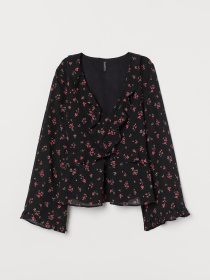 Блуза H&M модель 8242591sm_черный цветы Фото