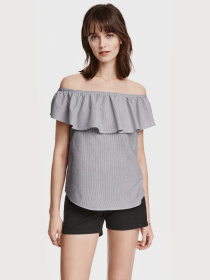 Блуза H&M модель 3938983RP7_серо-белый в полоску Фото