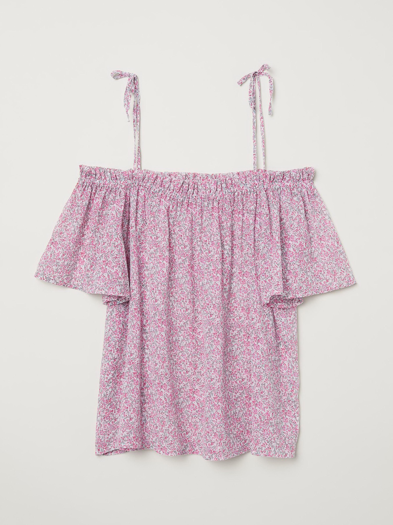 Блуза H&M модель 6516978dlog_Бело-розовый Фото