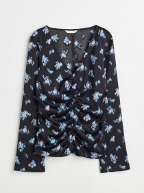 Блуза H&M модель 11093816wer_Темно-синий в цветы Фото