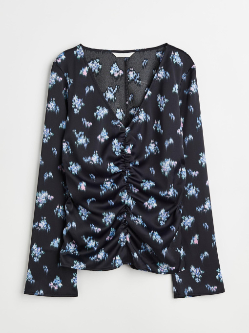 Блуза H&M модель 11093816wer_Темно-синий в цветы Фото