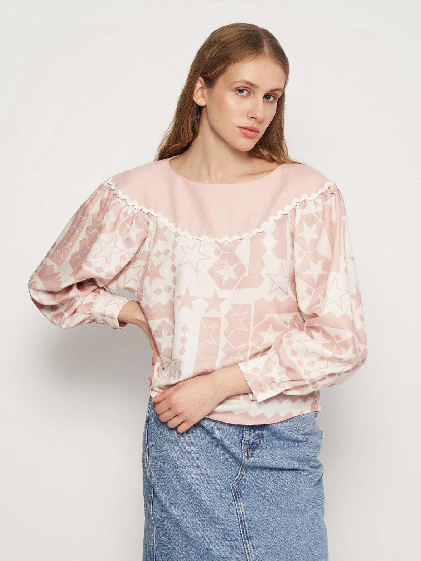 Блуза H&M модель 1033054wer_Пудрово-белый Фото