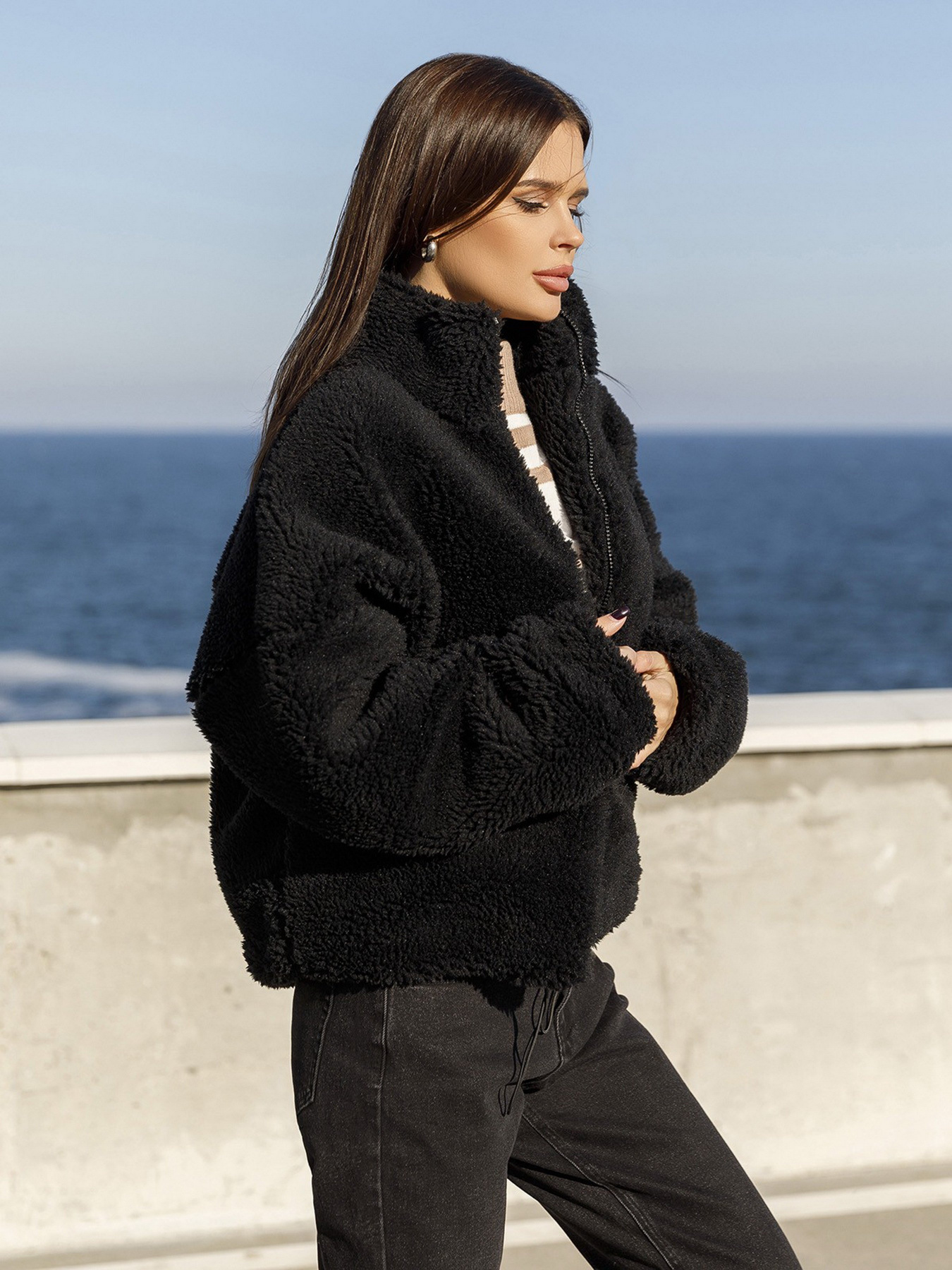 Шуба ISSA Plus модель 12976_black Фото