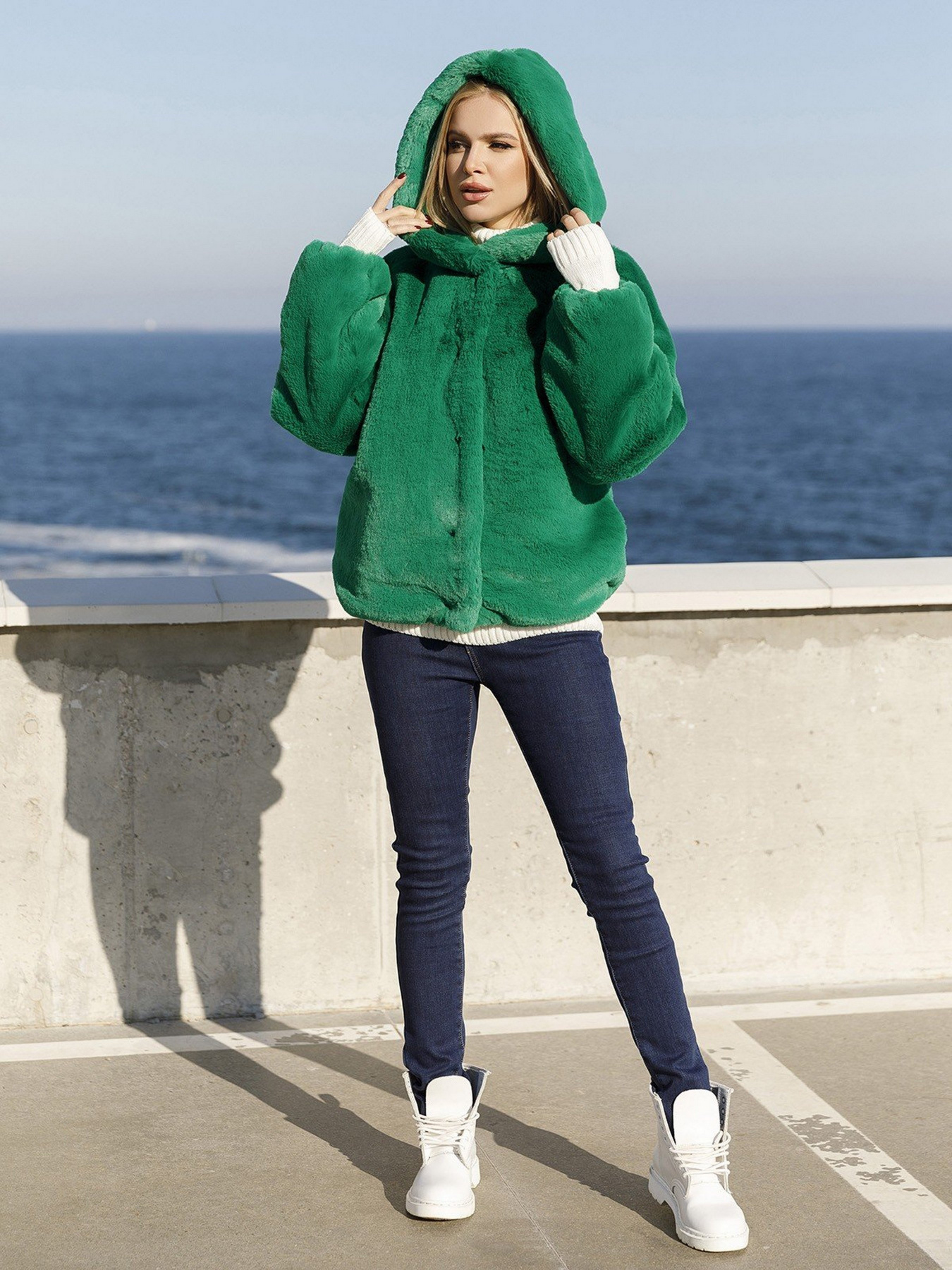 Шуба ISSA Plus модель 12977_green Фото