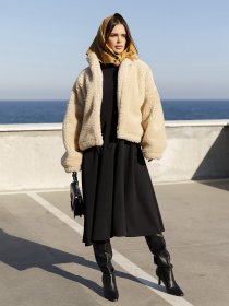 Шуба ISSA Plus модель 12976_beige Шуба ISSA Plus модель 12976_beige Фото