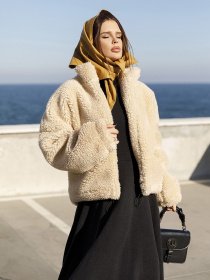 Шуба ISSA Plus модель 12976_beige Шуба ISSA Plus модель 12976_beige Фото