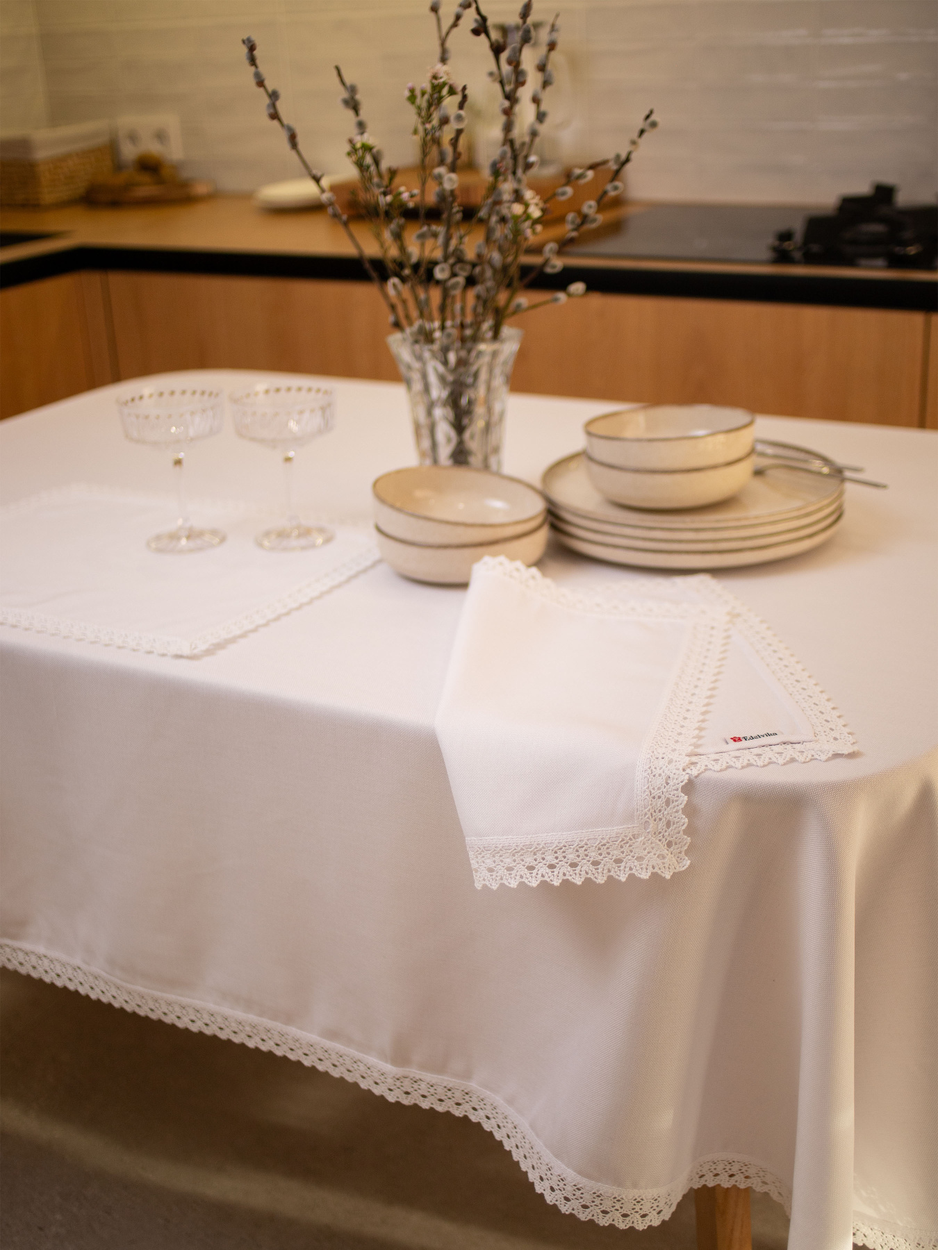 Комплект серветок з мереживом 2шт. Едельвіка модель 29-25-09 Фото