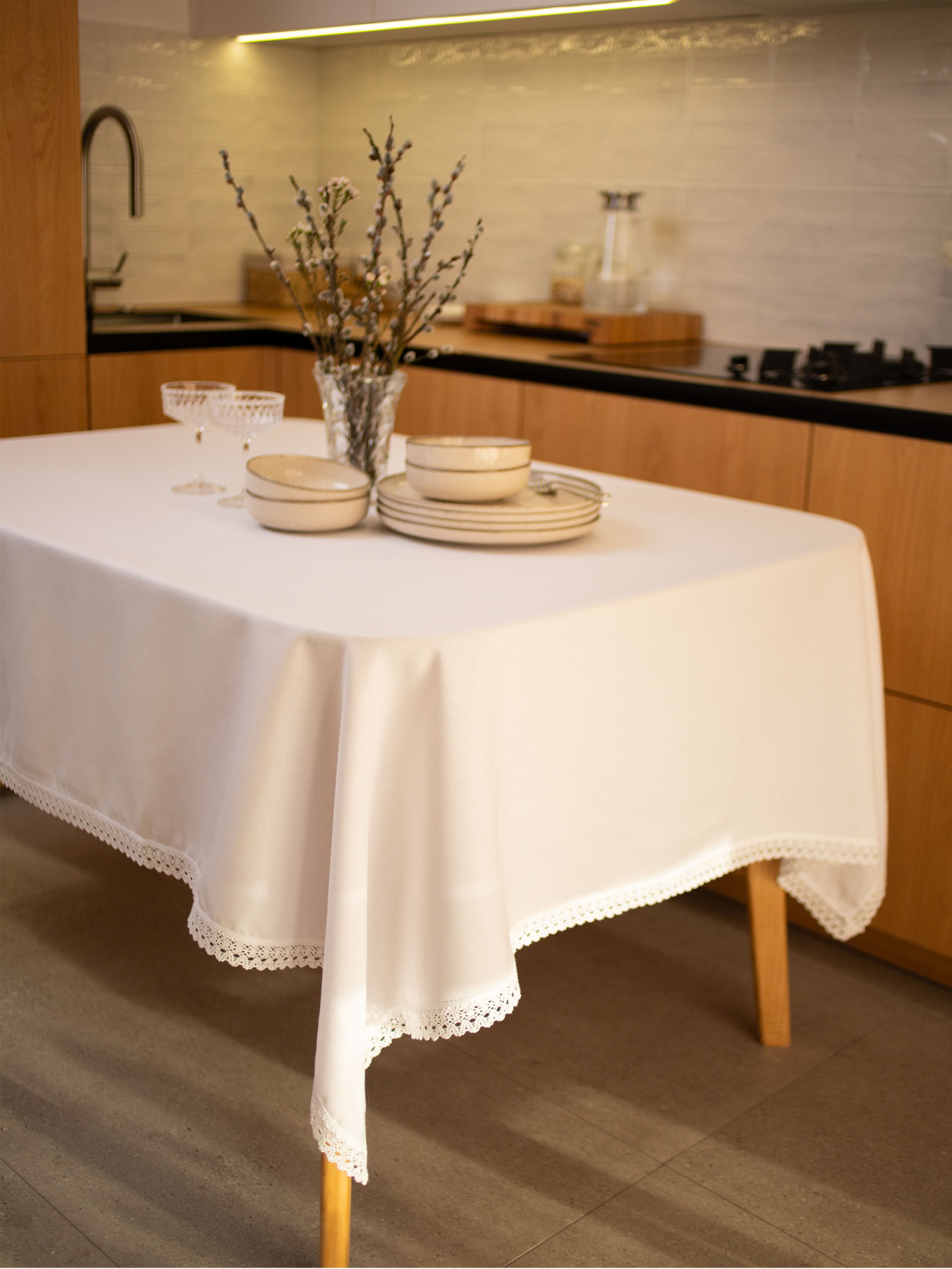 Скатертина з мереживом Едельвіка модель 3125-09 Фото