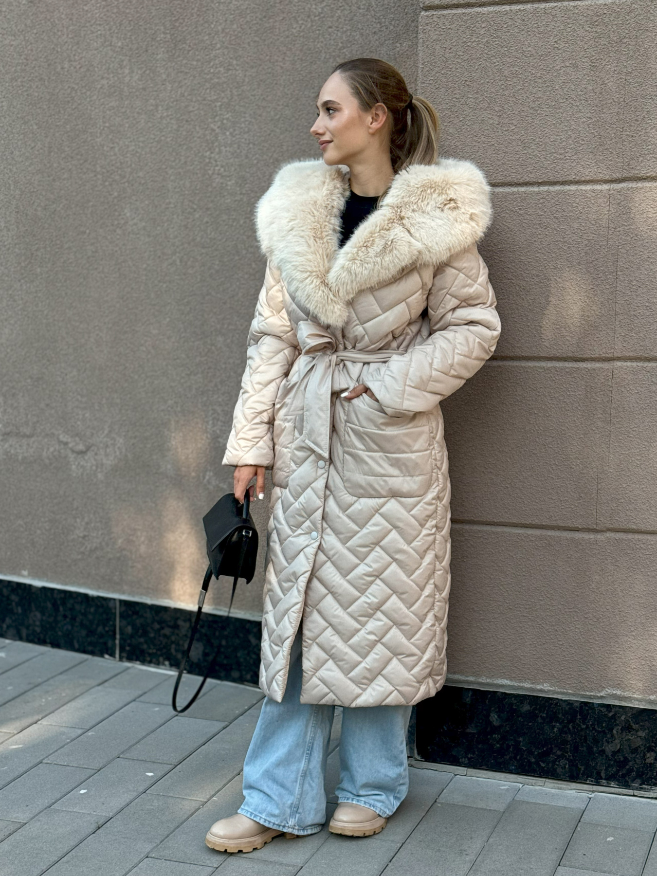 Пальто с утеплителем MilaNova модель Плащ ПВ - 389 бежевый Фото