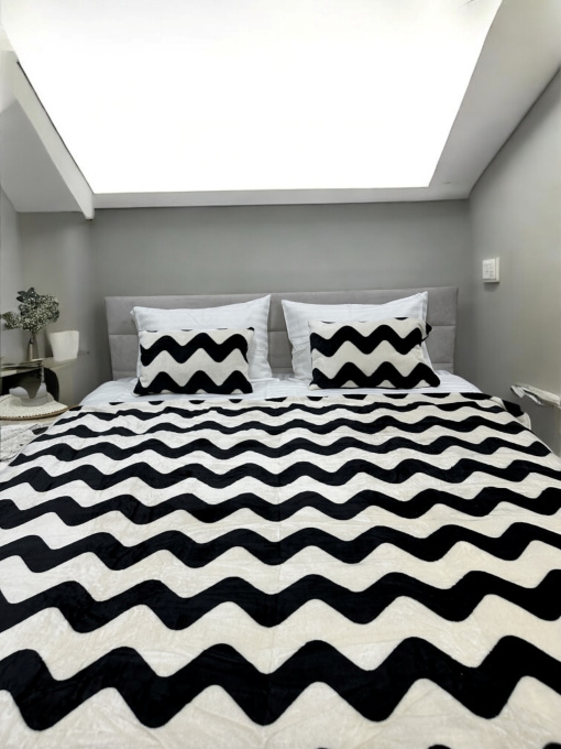 Покривало Well Soft чорно-біле Zig-Zag Ecotton модель 21308 Фото