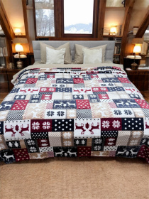 Покрывало Well Soft новогоднее с оленями в скандинавском стиле Ecotton модель 24179 Фото