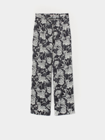Брюки повседневные H&M модель 8208581sm_черный белые цветы Фото