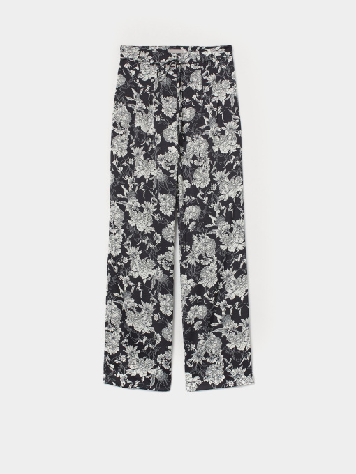 Брюки повседневные H&M модель 8208581sm_черный белые цветы Фото