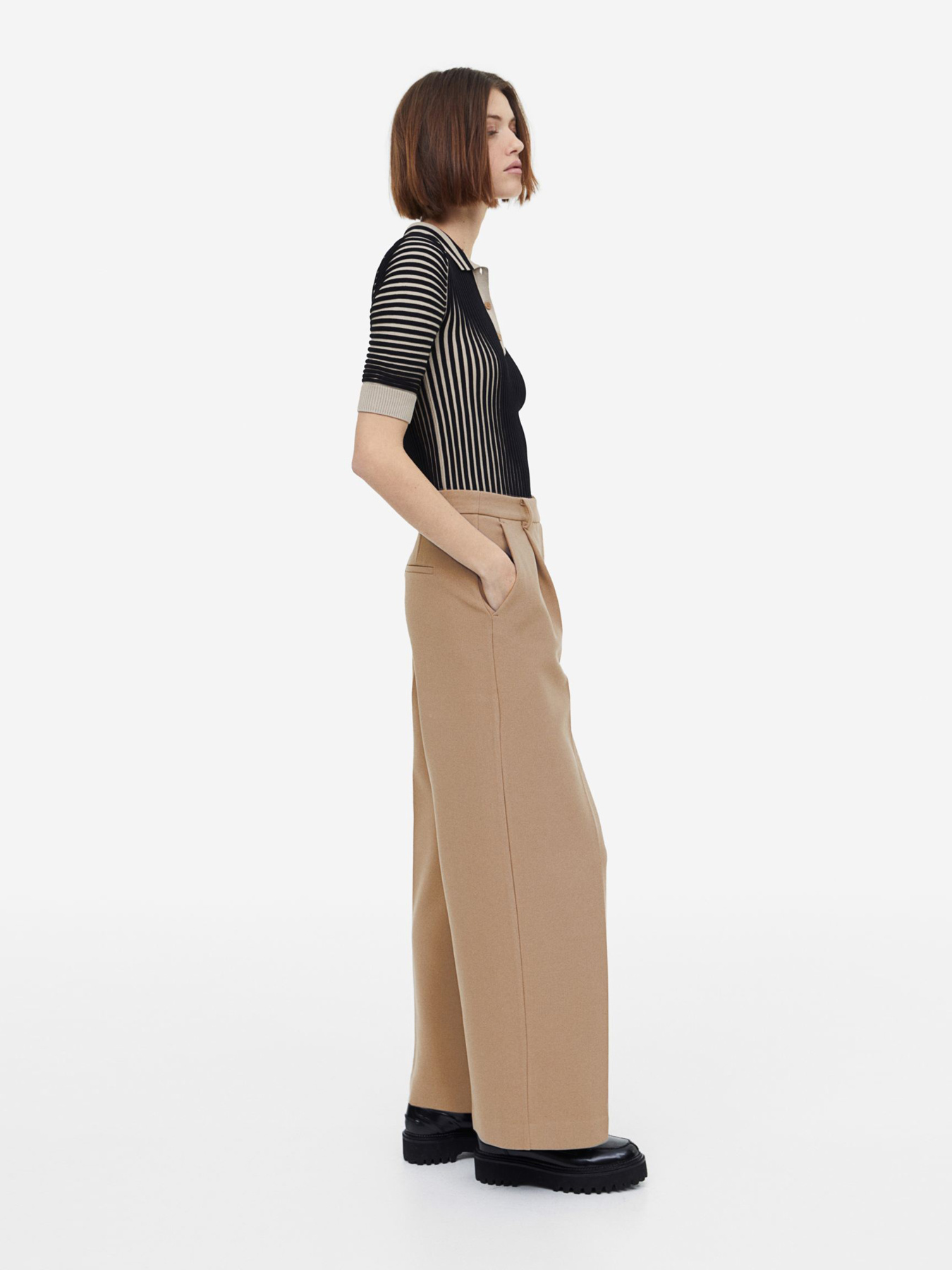 Штани палаццо H&M модель 1096238arl_Темно-бежевый Фото