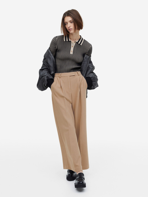 Штани палаццо H&M Модель 1096238arl_Темно-бежевый Фото