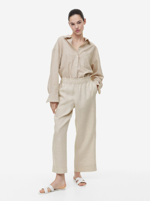 Брюки повседневные H&M модель 943803wer_Светло-бежевый Фото