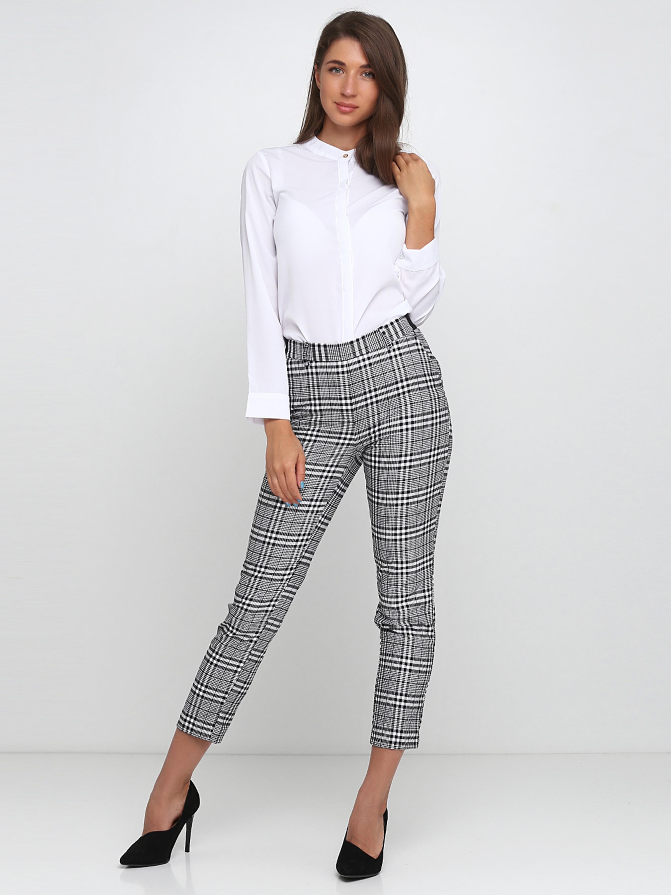 Брюки классические H&M модель 6955459RP2_черно-белая клетка Фото