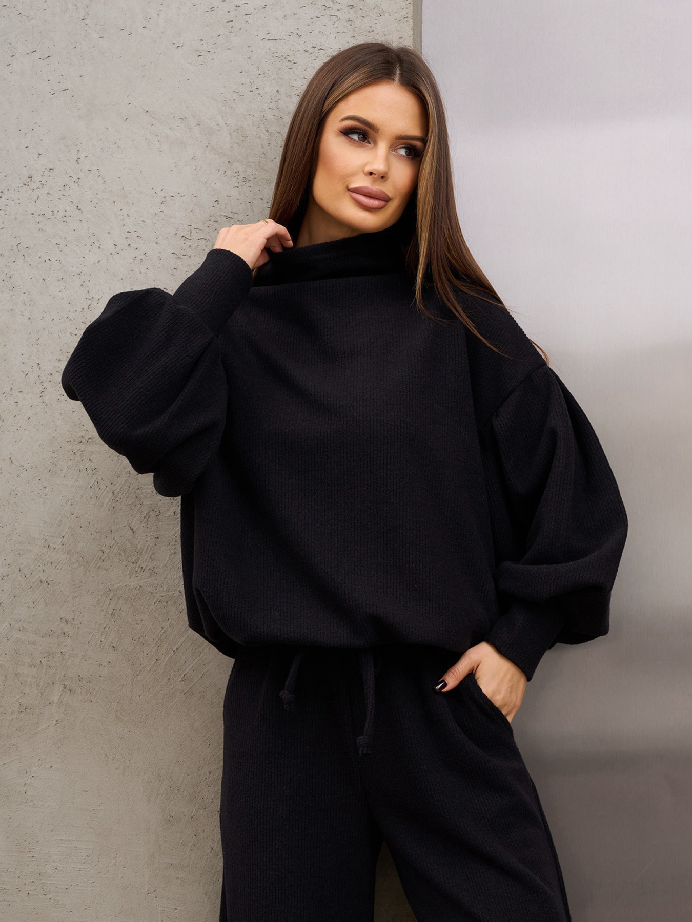 Повседневный костюм ISSA Plus модель SA-678_черный Повседневный костюм ISSA Plus модель SA-678_черный Фото