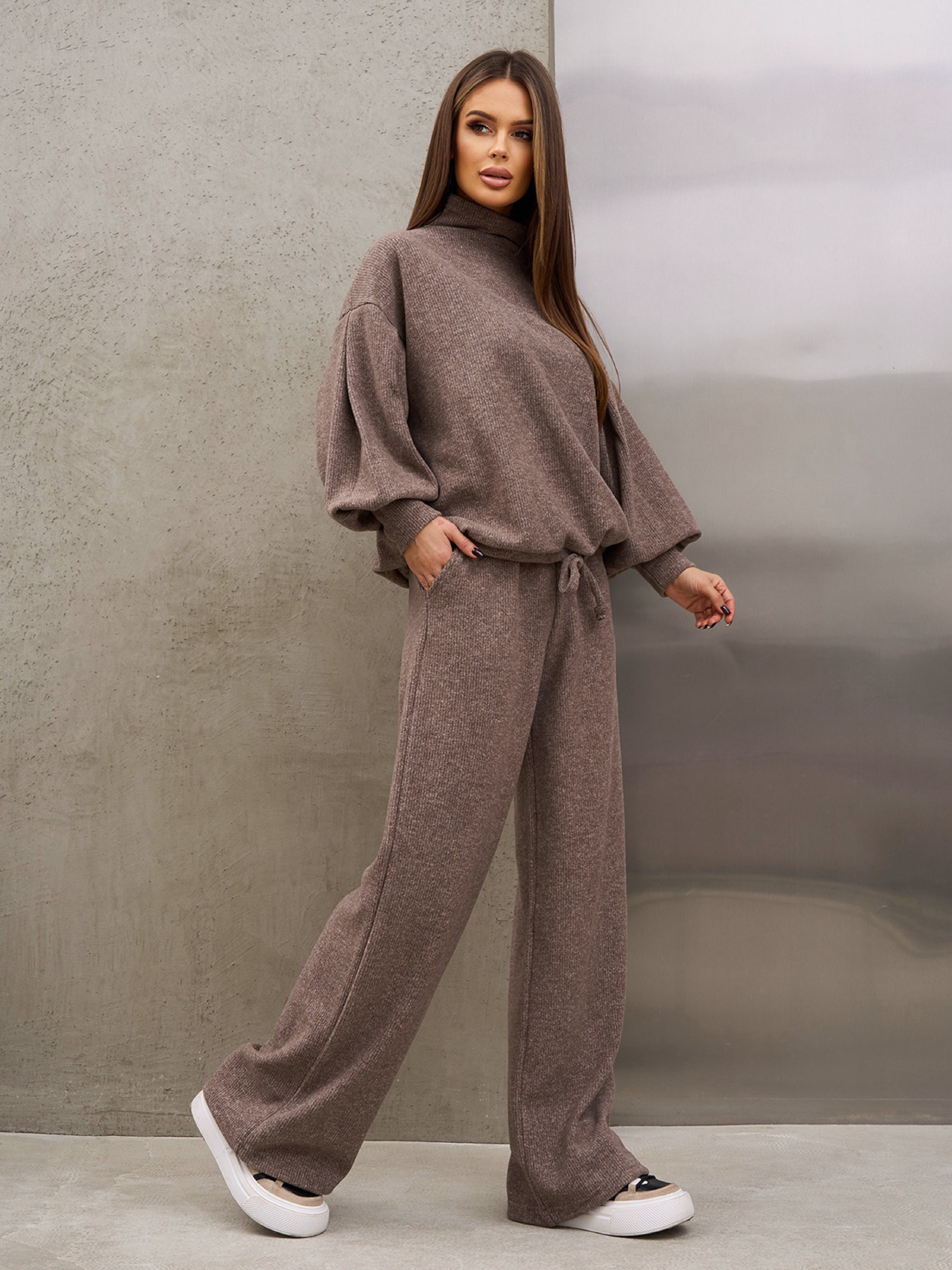 Повсякденний костюм ISSA Plus модель SA-678_темно-бежевый Фото