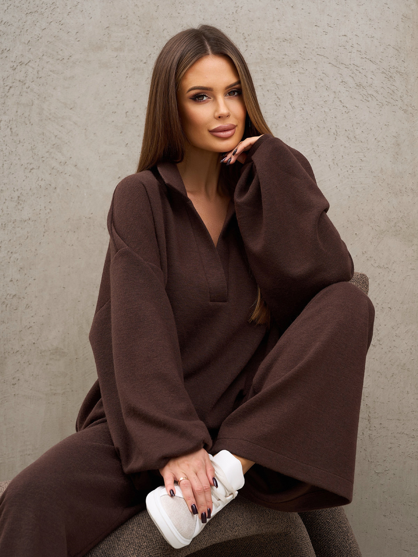 Костюм ISSA Plus модель 15371_темно-коричневый Фото