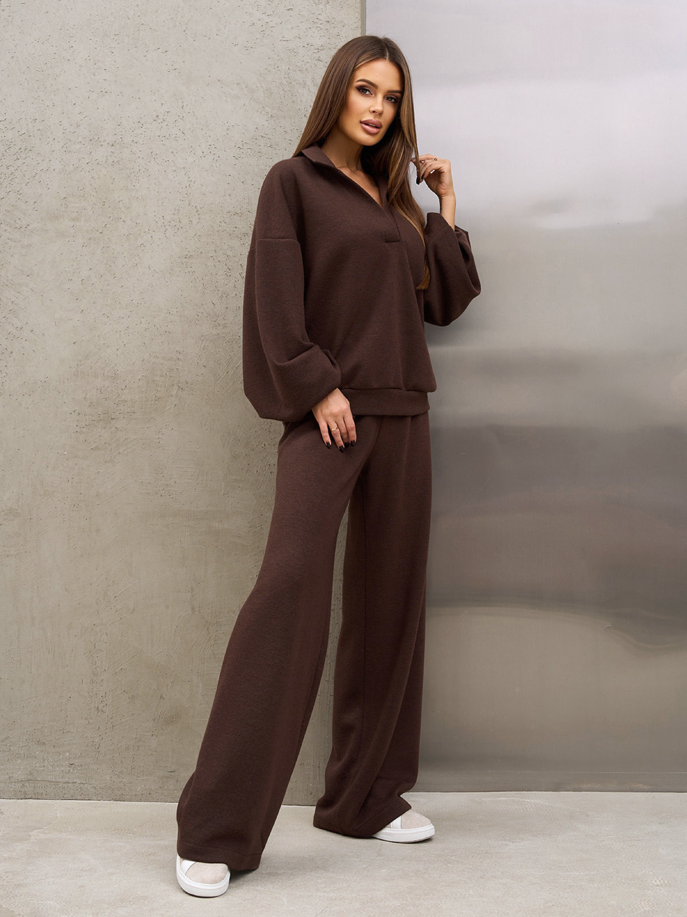 Повседневный костюм ISSA Plus модель 15371_темно-коричневый Фото
