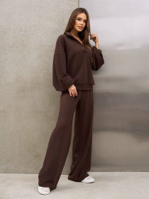 Повседневный костюм ISSA Plus модель 15371_темно-коричневый Повседневный костюм ISSA Plus модель 15371_темно-коричневый Фото
