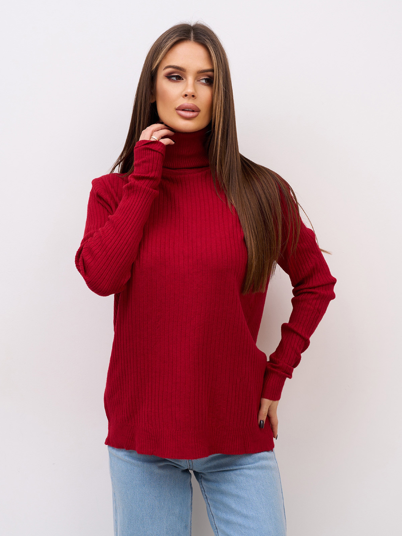 Водолазка ISSA Plus модель WN20-721_бордовый Фото