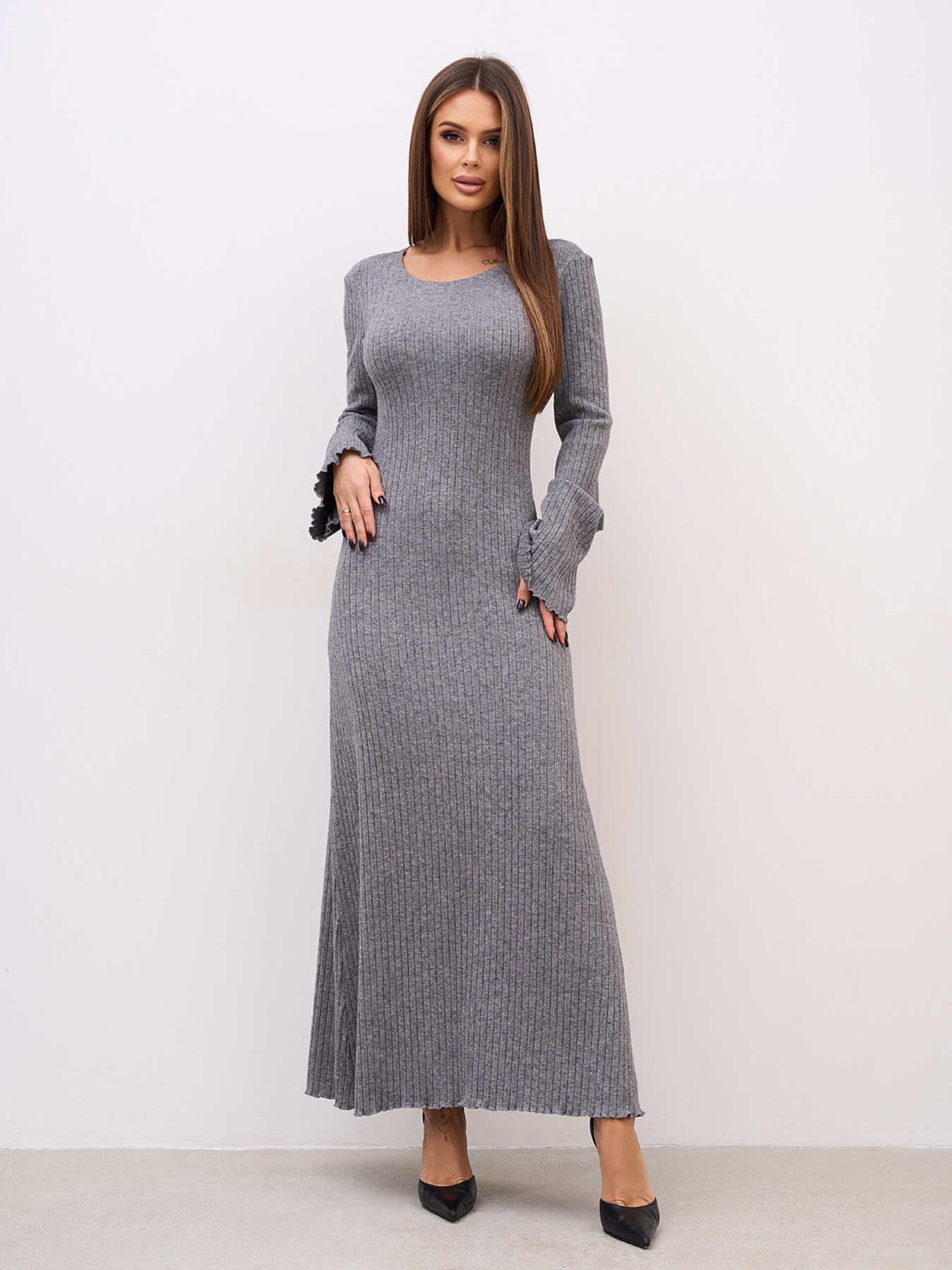 Платье макси ISSA Plus модель SA-679_серый Фото