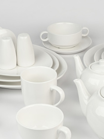 Пиала с ручками "Жемчужина" фарфоровая MBM MY HOME модель KP-104 WHITE Фото