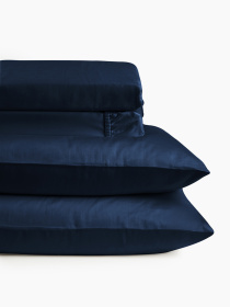 Простынь "Элегия" из натурального вареного сатина MBM MY HOME модель BL-FS-20/21 DEEP BLUE Фото