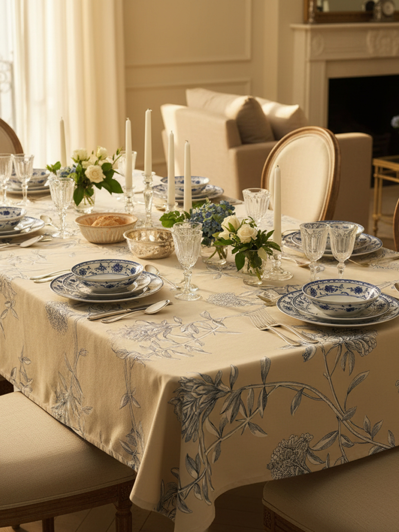 Скатертина "Тоскана" з натуральної бавовни бежева MBM HOME модель KT-19 BEIGE/PRINT Фото