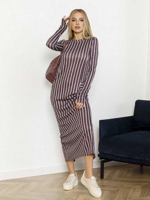 Сукня міді ISSA Plus модель 12988_burgundy Фото