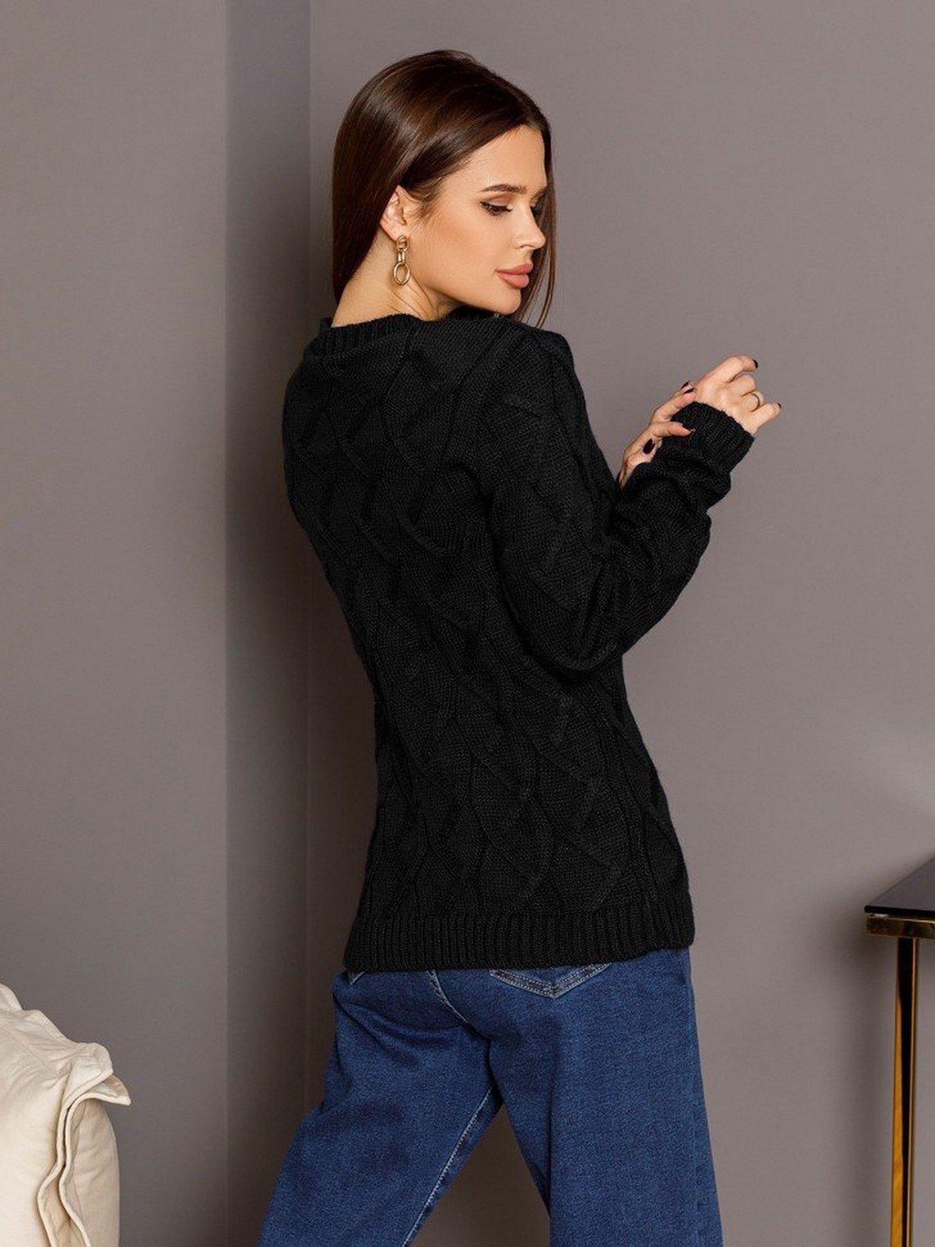 Свитер ISSA Plus модель WN20-209_black Фото